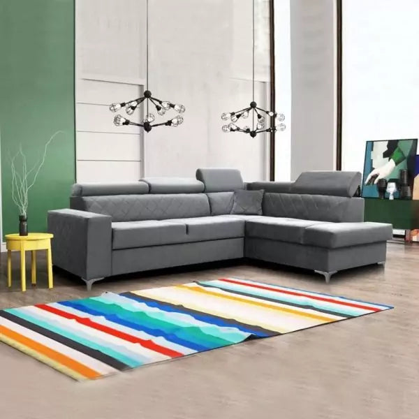GLOSS CORNER SOFA BED SILVER