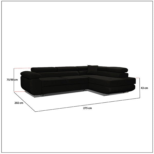 LIDO BLACK CORNER SOFA BED