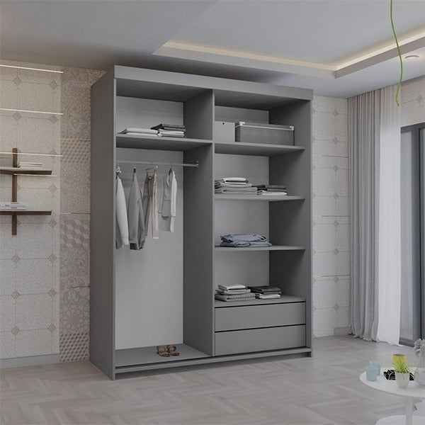 Serbia Grey Sliding Wardrobe 150cm/200cm