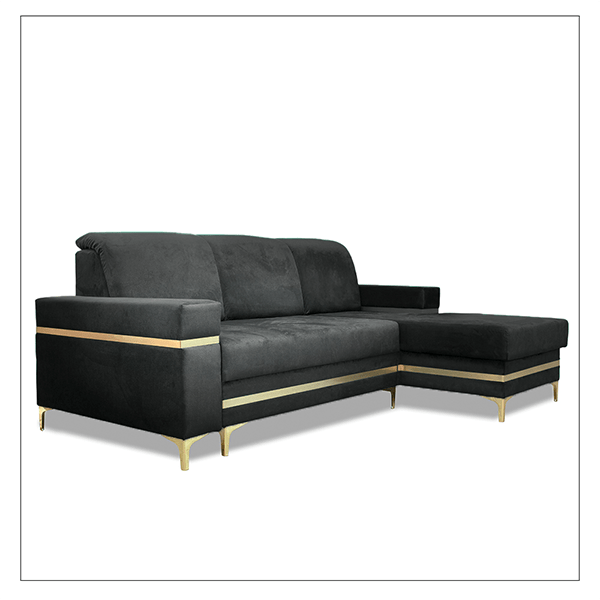 FLORENCE BLACK GOLD CORNER SOFA BED