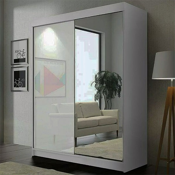 VIKAS WHITE HIGH GLOSS WARDROBE 120cm/150cm/200cm/250cm