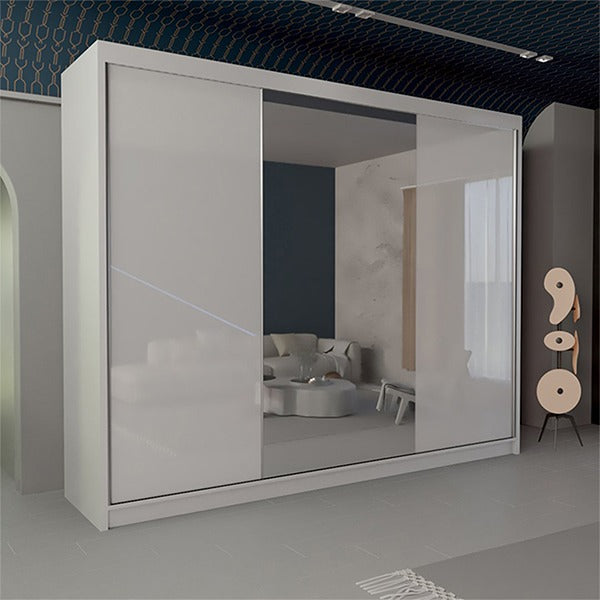 VIKAS WHITE HIGH GLOSS WARDROBE 120cm/150cm/200cm/250cm