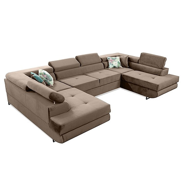 BROWN U-CORNER SOFA BED
