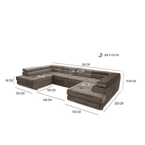 BROWN U-CORNER SOFA BED