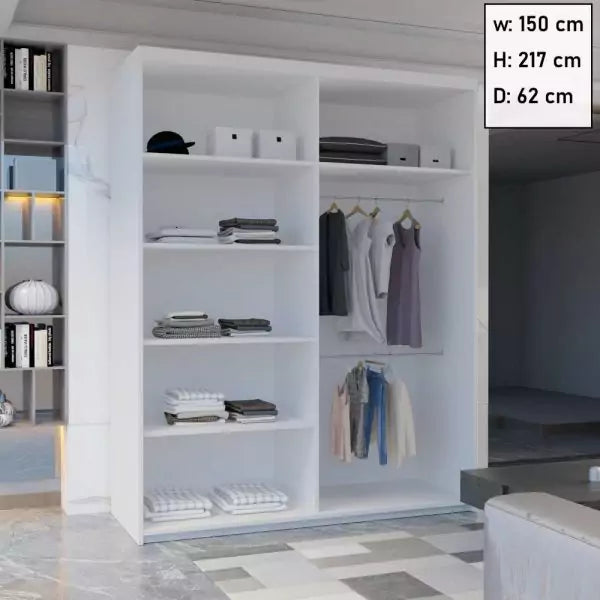 ANDORRA SLIDING WARDROBE WHITE 150cm/203cm