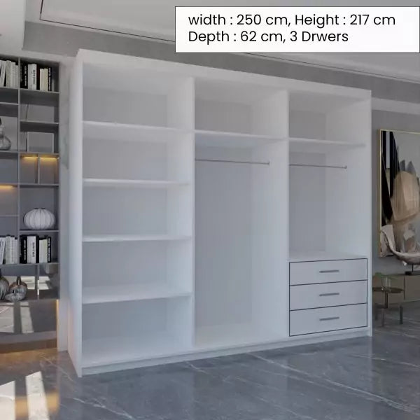 MIAMI WHITE WARDORBE 250cm
