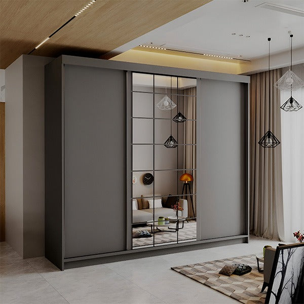 LATVIA GREY 250CM SLIDING DOORS WARDROBE