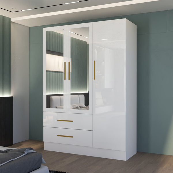 white 3 door high gloss wardrobe