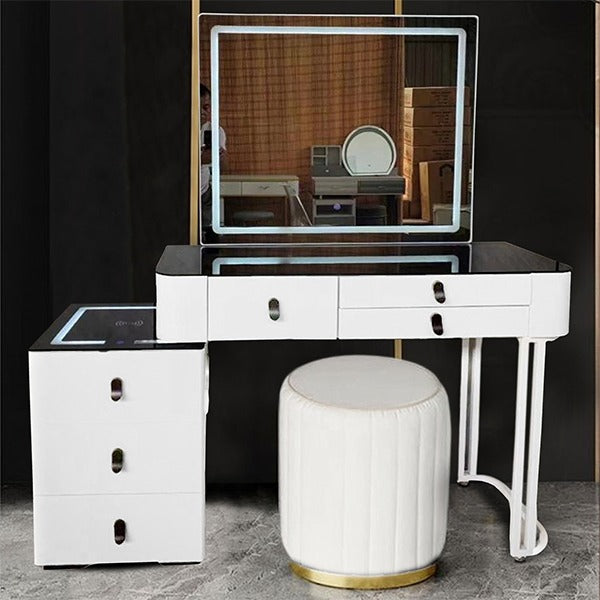 HIGH GLOSS BEDROOM DRESSING TABLE WHITE AND BLACK