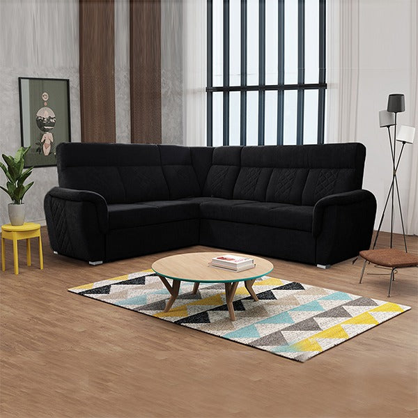 SELLY BLACK LARGE CORNER SOFA