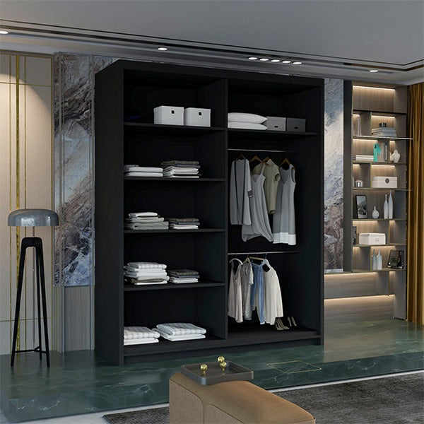 MARIKA BLACK WARDROBE 120cm/150cm/180cm/203cm