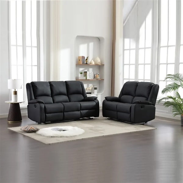 Chicago Pu Recliner Black 3+2 Sofa Set