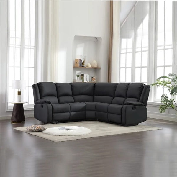 Chicago Pu Recliner Black Corner Sofa
