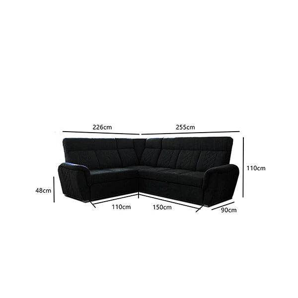 SELLY BLACK LARGE CORNER SOFA