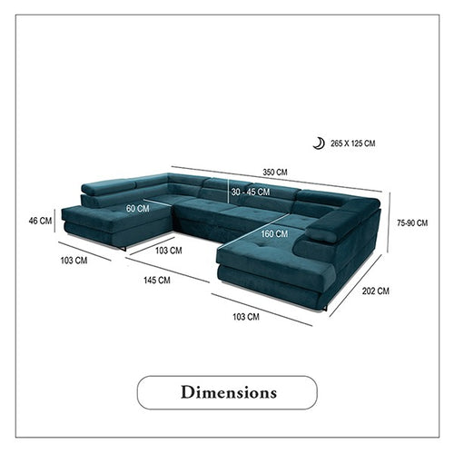 BLUE U-CORNER SOFA BED