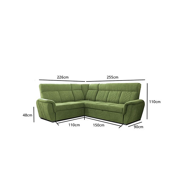 SELLY GREEN LARGE CORNER SOFA BED