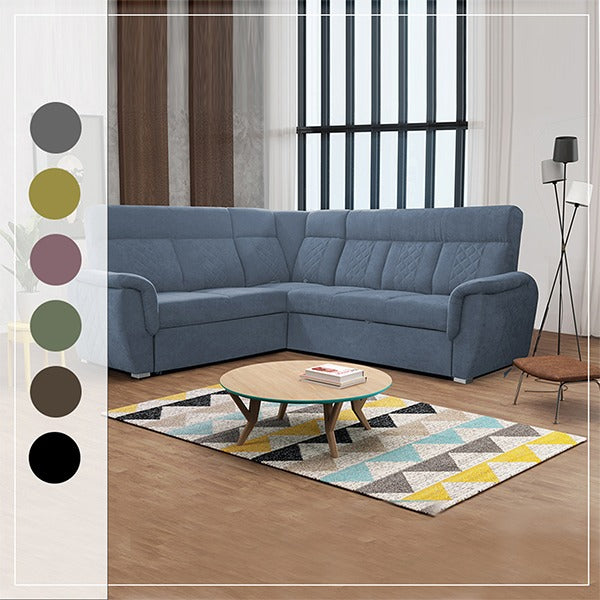 SELLY BLUE LARGE CORNER SOFA BED