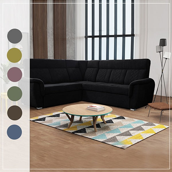 SELLY BLACK LARGE CORNER SOFA