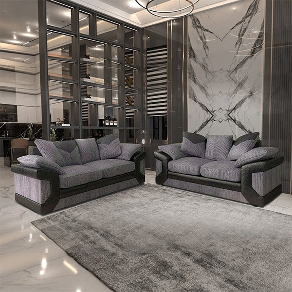 DINO BLACK/GREY SOFA SET