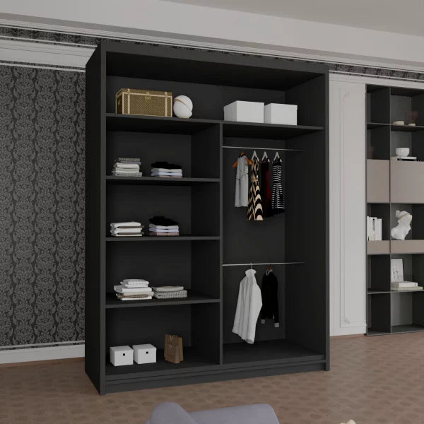 HOUSTON BLACK SLIDING WARDROBE 100cm/120cm/150cm/180cm/203cm