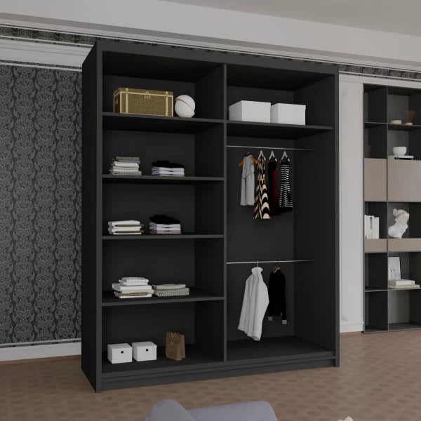 HOUSTON BLACK SLIDING WARDROBE 100cm/120cm/150cm/180cm/203cm