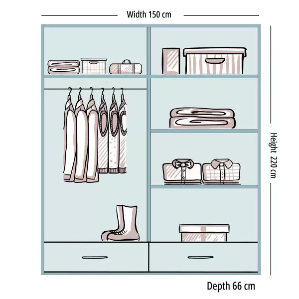 GREY HIGH GLOSS SYCYLIA WARDROBE 150-208-255CM