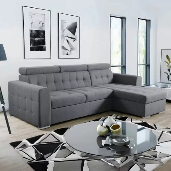 LYON L SHAPED SOFA SET DARK GREY