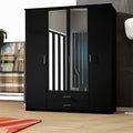 LONDON 4 DOOR BLACK WARDROBE