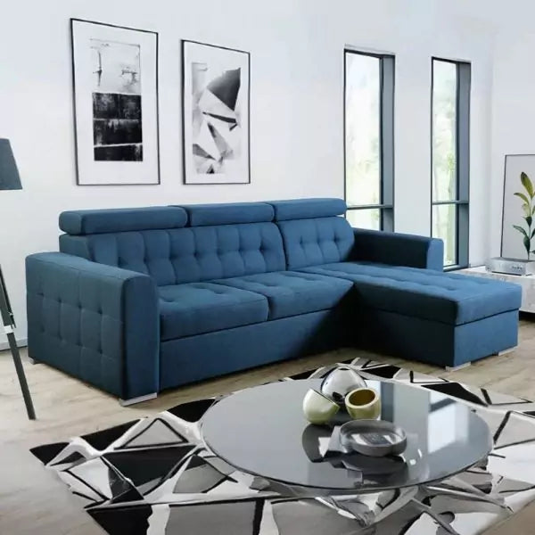 LYON L SHAPED SOFA SET BLUE
