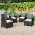 Set of 4 Rattan Garden Chairs Grey