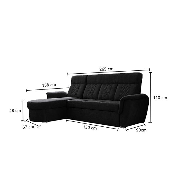 SELLY BLACK SMALL SOFA BED