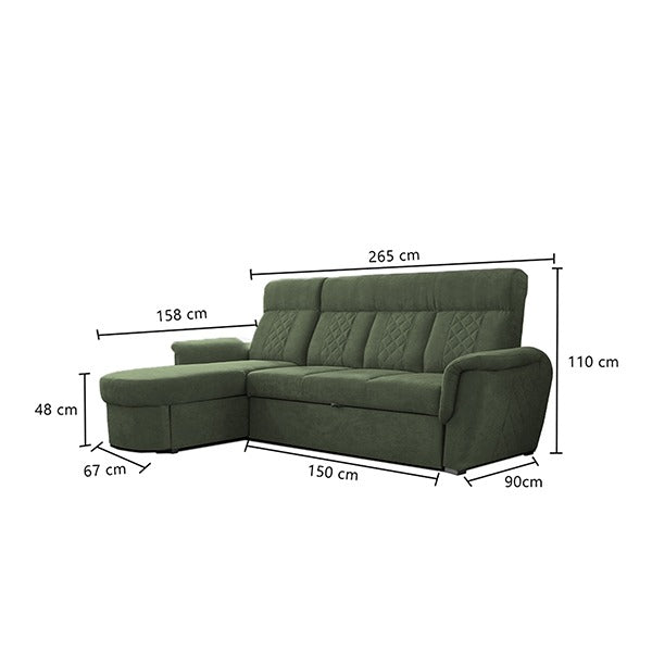 SELLY GREEN SMALL SOFA BED