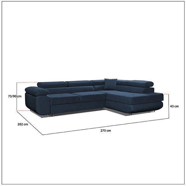 LIDO Blue Corner Sofa Bed