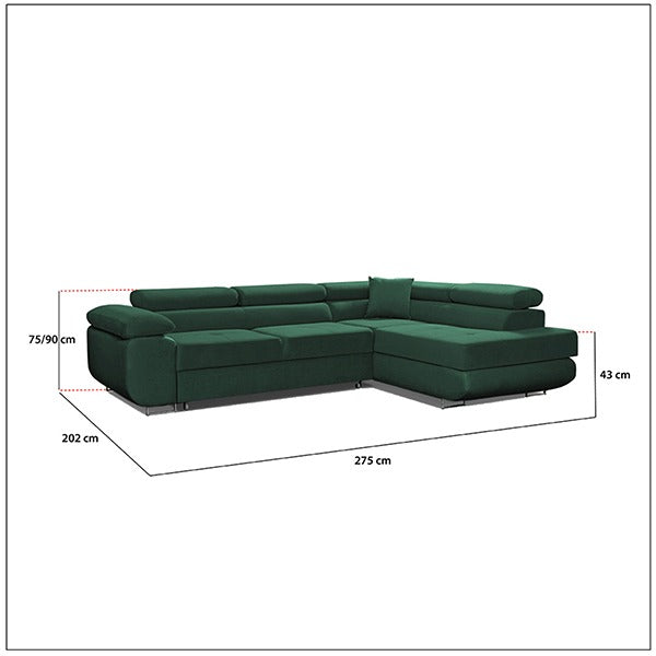 LIDO Green Corner Sofa Bed
