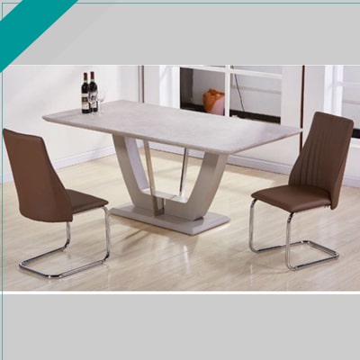 AALIYA BEIGE TABLE WITH 2 CHAIR