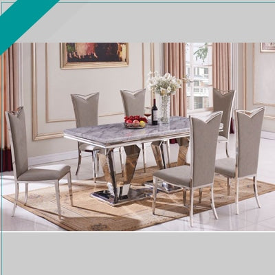 MOWANA GREY TABLE WITH 6 CHAIR