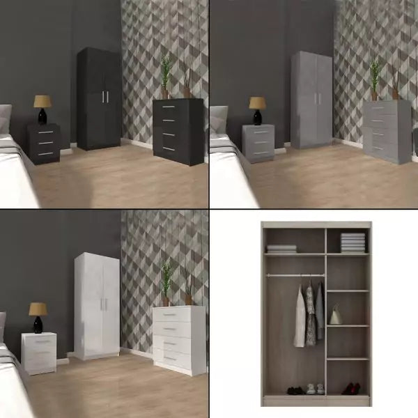 Bobby Grey 3 Piece Wardrobe Set