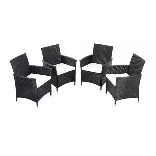 Set of 4 Rattan Garden Chairs Grey - Image 2