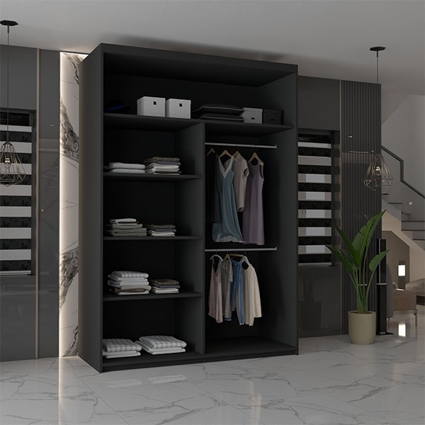 CHICAGO BLACK WARDROBE 250cm - Image 8
