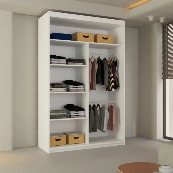 LISBON SLIDING DOOR WARDROBE WHITE 120cm/150cm/180cm/203cm - Image 5