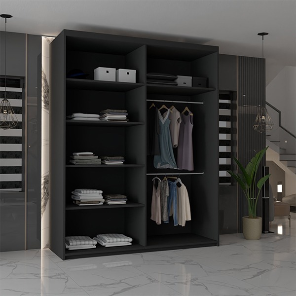 CHICAGO BLACK WARDROBE 250cm - Image 7