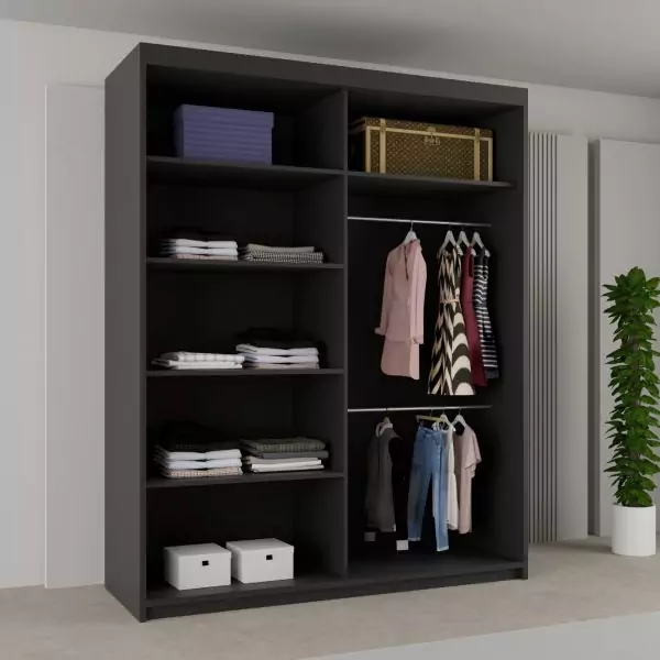 BATUMI BLACK SLIDING WARDROBE 120/150cm/180cm/203cm - Image 3