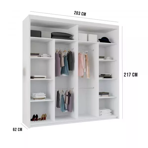 Estonia 2 Door Sliding Wardrobe White 150/203cm - Image 3