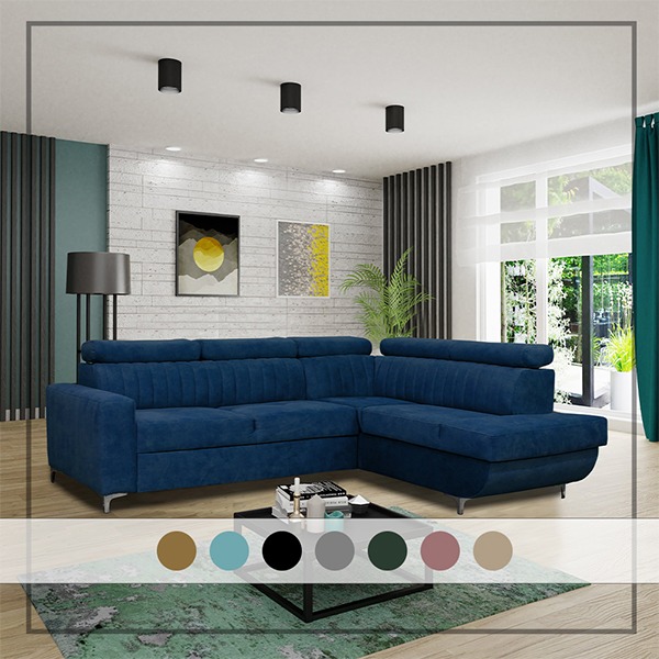 HOUSTON BLUE CORNER SOFA BED - Image 2