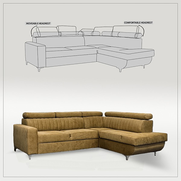 HOUSTON MUSTARD CORNER SOFA BED - Image 7