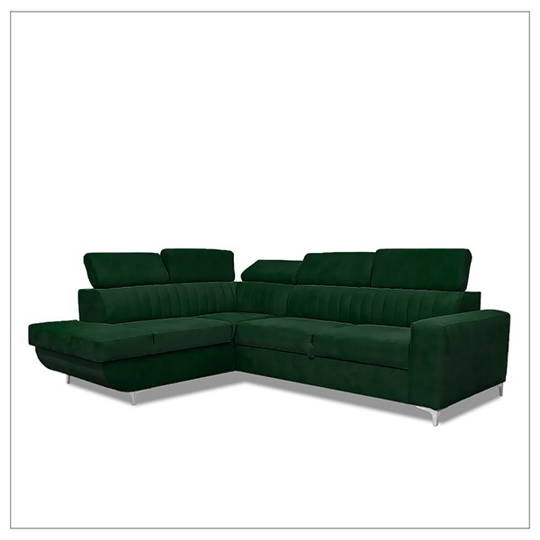 HOUSTON GREEN CORNER SOFA BED - Image 4