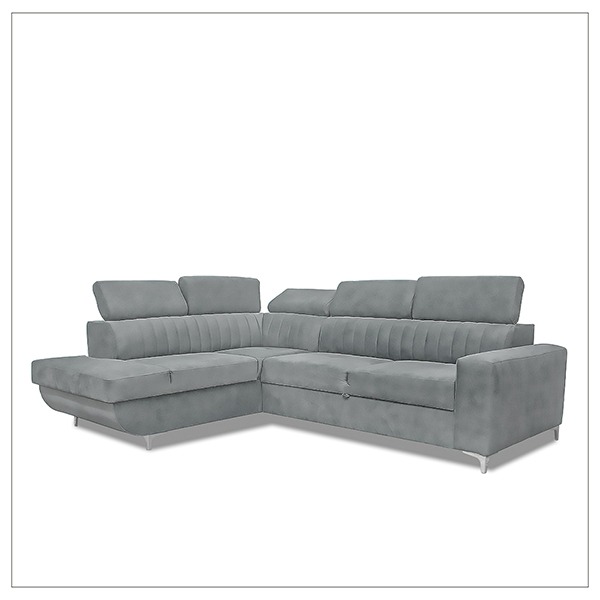 HOUSTON GREY CORNER SOFA BED - Image 4