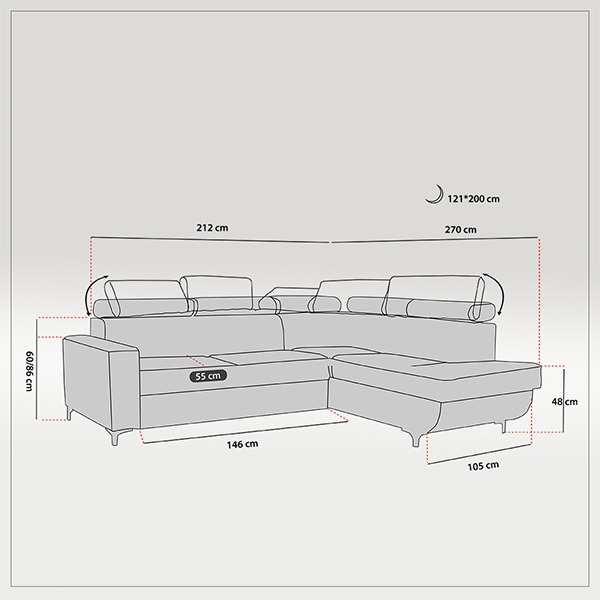 HOUSTON BLUE CORNER SOFA BED - Image 8