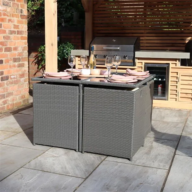 Cannes 8 Seat Cube Dining Set Grey - Image 4