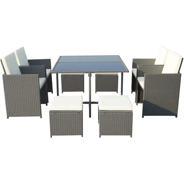 Cannes 8 Seat Cube Dining Set Grey - Image 6